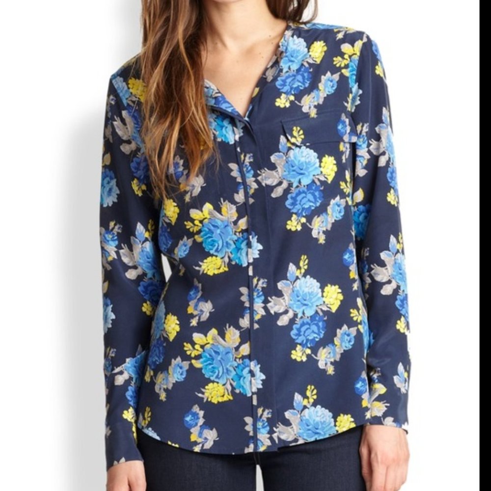 EQUIPMENT - Lynn Silk Floral Print Button-Up Blouse - Size XS